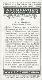 1939 Churchman's Association Footballers 2nd Series #19 John Hanlon Back