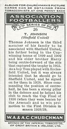 1939 Churchman's Association Footballers 2nd Series #26 Thomas Johnson Back
