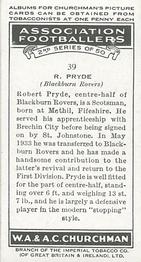 1939 Churchman's Association Footballers 2nd Series #39 Robert Pryde Back