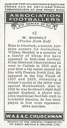 1939 Churchman's Association Footballers 2nd Series #42 William Shankly Back