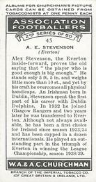 1939 Churchman's Association Footballers 2nd Series #45 Alex Stevenson Back