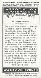1939 Churchman's Association Footballers 2nd Series #47 Reginald Tomlinson Back