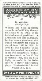 1939 Churchman's Association Footballers 2nd Series #49 George Walton Back