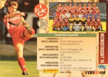 1994 Panini Championcards Weltmeisterschaft 1994 #22 Stefan Kuntz Back