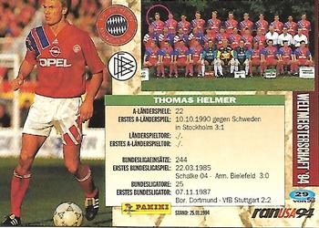 1994 Panini Championcards Weltmeisterschaft 1994 #29 Thomas Helmer Back