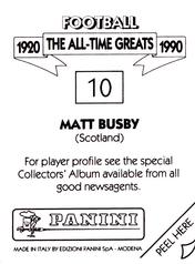 1990 Panini Football The All-Time Greats (1920-1990) #10 Matt Busby Back
