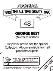 1990 Panini Football The All-Time Greats (1920-1990) #48 George Best Back