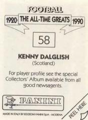 1990 Panini Football The All-Time Greats (1920-1990) #58 Kenny Dalglish Back