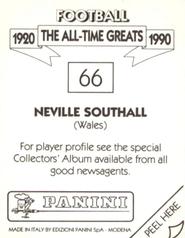1990 Panini Football The All-Time Greats (1920-1990) #66 Neville Southall Back