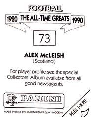 1990 Panini Football The All-Time Greats (1920-1990) #73 Alex McLeish Back