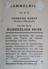 1968-69 Bergmann Bundesliga 1968/69 #19 Hermann Nuber Back