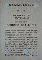 1968-69 Bergmann Bundesliga 1968/69 #157 Werner Lotz Back