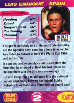1997 Pro Match - Embossed Eurostar #EUR028 Luis Enrique Back