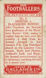 1928 Gallaher Ltd Footballers #2 Arsenal v Blackburn Rovers Back