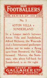 1928 Gallaher Ltd Footballers #5 Aston Villa v Sunderland Back