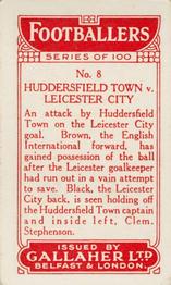 1928 Gallaher Ltd Footballers #8 Huddersfield Town v Leicester City Back