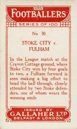 1928 Gallaher Ltd Footballers #30 Stoke City v Fulham Back