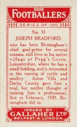 1928 Gallaher Ltd Footballers #53 Joseph Bradford Back