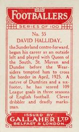 1928 Gallaher Ltd Footballers #55 David Halliday Back