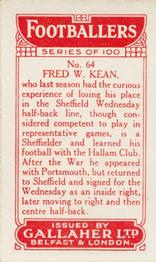 1928 Gallaher Ltd Footballers #64 Fred Kean Back