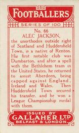 1928 Gallaher Ltd Footballers #66 Alec Jackson Back