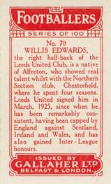 1928 Gallaher Ltd Footballers #70 Willis Edwards Back