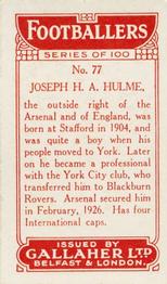1928 Gallaher Ltd Footballers #77 Joe Hulme Back