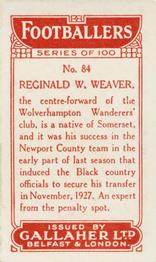 1928 Gallaher Ltd Footballers #84 Reginald W. Weaver Back
