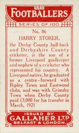 1928 Gallaher Ltd Footballers #86 Harry Storer Back