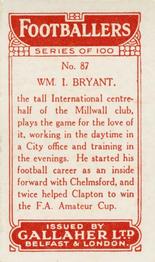 1928 Gallaher Ltd Footballers #87 William Bryant Back