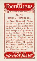 1928 Gallaher Ltd Footballers #92 Harry Chambers Back