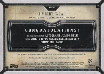 2018-19 Topps Museum Collection UEFA Champions League - Autograph Jumbo Relics Ruby Patch #AJR-TW Timothy Weah Back