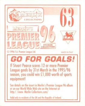 1995-96 Merlin's Premier League 96 #63 Stuart Pearce Back