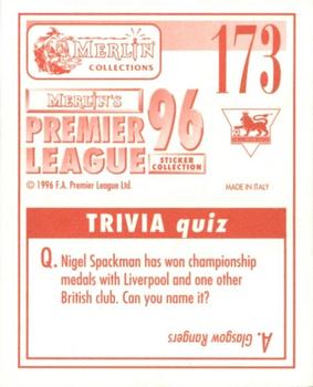 1995-96 Merlin's Premier League 96 #173 David Howells Back