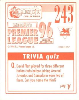 1995-96 Merlin's Premier League 96 #243 Ken Monkou Back