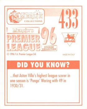 1995-96 Merlin's Premier League 96 #433 Alan Kernaghan Back