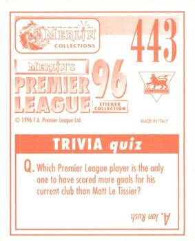 1995-96 Merlin's Premier League 96 #443 Steve Lomas Back