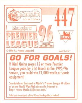 1995-96 Merlin's Premier League 96 #447 Niall Quinn Back