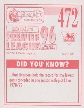 1995-96 Merlin's Premier League 96 #472 Dwight Yorke Back