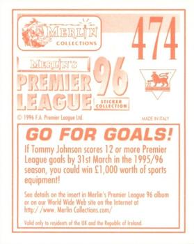 1995-96 Merlin's Premier League 96 #474 Tommy Johnson Back