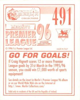 1995-96 Merlin's Premier League 96 #491 Craig Hignett Back
