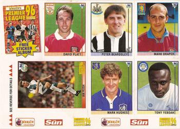 1995-96 Merlin's Premier League 96 #NNO Sun Sticker Sheet Front