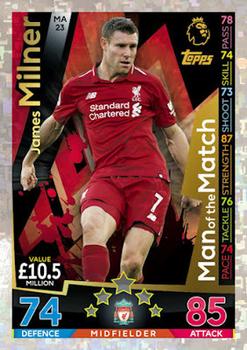 2018-19 Topps Match Attax Premier League Extra - Man of the Match #MA23 James Milner Front