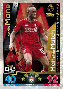 2018-19 Topps Match Attax Premier League Extra - Man of the Match #MA24 Sadio Mane Front