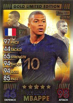 2018-19 Topps Match Attax 101 - Gold Limited Edition #LE4 Kylian Mbappe Front