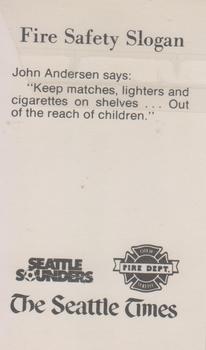 1980 Seattle Times/City of Seattle Fire Department Seattle Sounders #NNO John Andersen Back