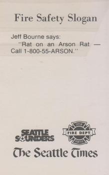 1980 Seattle Times/City of Seattle Fire Department Seattle Sounders #NNO Jeff Bourne Back
