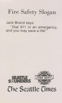 1980 Seattle Times/City of Seattle Fire Department Seattle Sounders #NNO Jack Brand Back