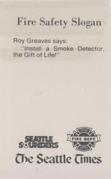 1980 Seattle Times/City of Seattle Fire Department Seattle Sounders #NNO Roy Greaves Back