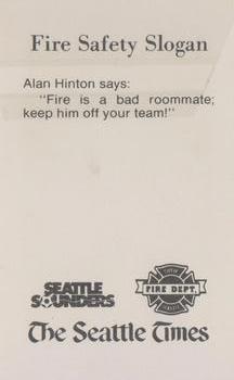 1980 Seattle Times/City of Seattle Fire Department Seattle Sounders #NNO Alan Hinton Back